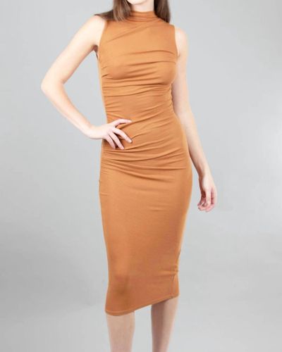 Enza Costa Silk Knit Twist Midi Dress - Orange