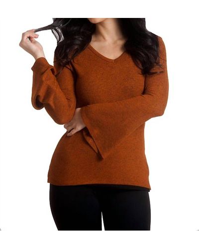 French Kyss Supersoft Bell Sleeve Top - Brown