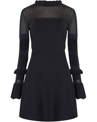 French Connection Lindsey Mesh Frill Dress - Black