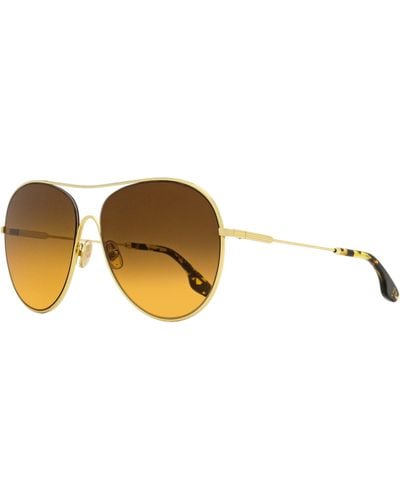 Victoria Beckham Oversize Aviator Sunglasses Vb131s 708 Gold/havana 63mm - Black