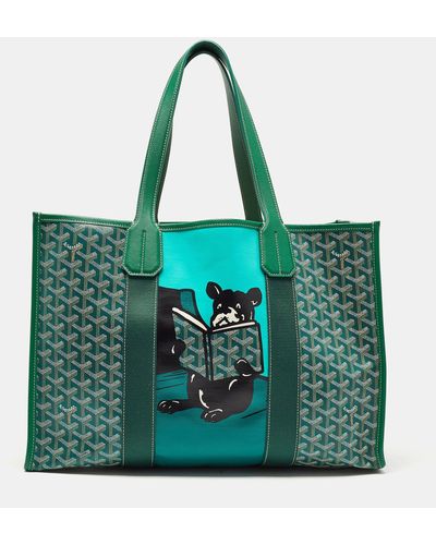 Goyard Ine Coated Canvas And Leather Villette Tote - Green