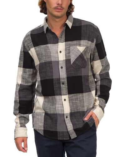 Junk Food Collared Large Plaid Button-down Shirt - Gray