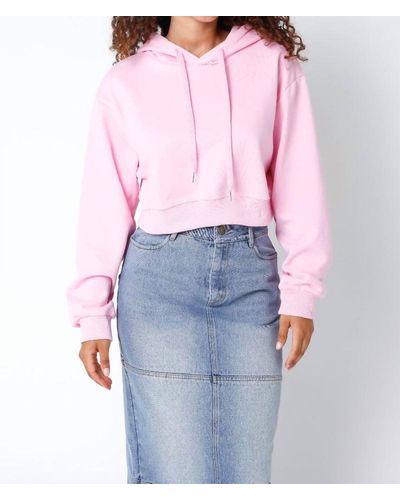 Olivaceous Kimmie Cropped Hoodie Sweatshirt - Pink
