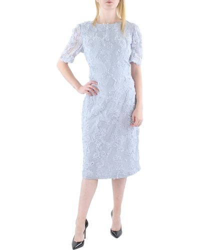 Xscape Lace Midi Sheath Dress - Blue