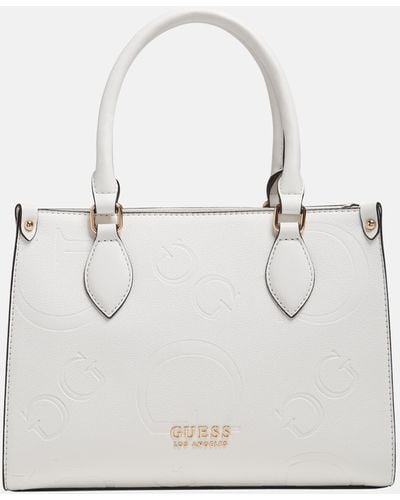 Guess Factory Oak Park Enlarged Logo Small Carryall - White