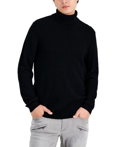 INC Axel Ribbed Knit Long Sleeves Turtleneck Sweater - Black