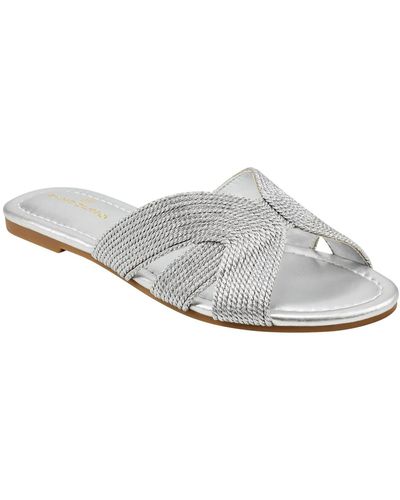 Bandolino Larling Faux Leather Slip On Slide Sandals - White