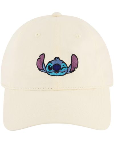 Disney Stitch Winky Face Embroidery Dad Cap - White