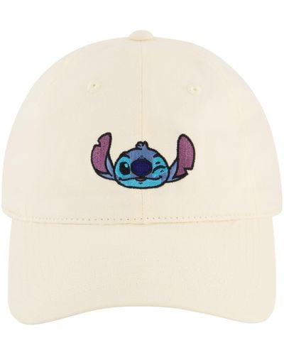 Disney Stitch Winky Face Embroidery Dad Cap - White