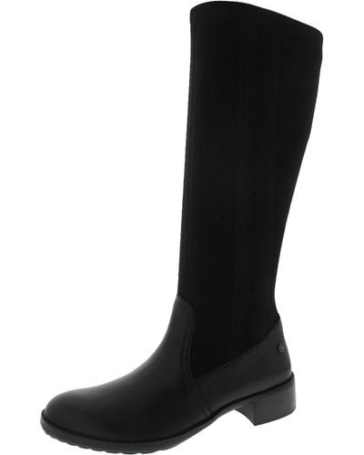 Aetrex Belle Leather Pull On Knee-high Boots - Black