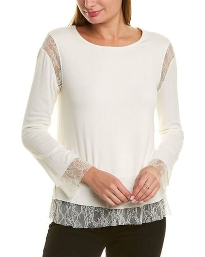 Bailey 44 Isabel Floral Lace-trim Pullover Top Shirt - Gray