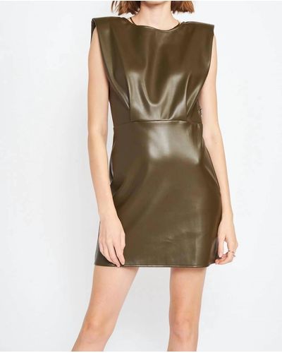 En Saison Lana Vegan Leather Mini Dress - Green