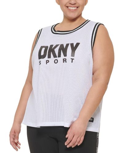 DKNY Plus Jersey Workout Tank Top - Gray