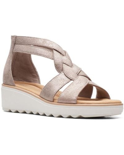 Clarks Jillian Bright Slip On Dressy Wedge Sandals - Metallic