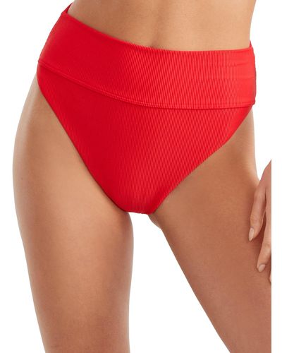 Beach Riot Highway High-waist Bikini Bottom - Red