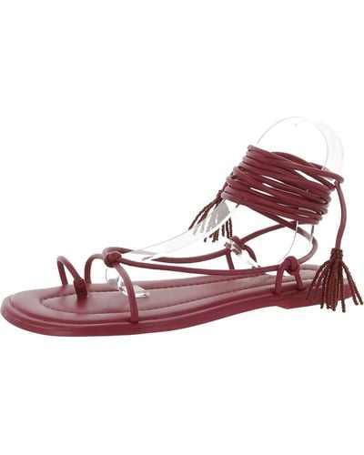 FARM Rio Faux Leather Ankle Wrap Slingback Sandals - Pink