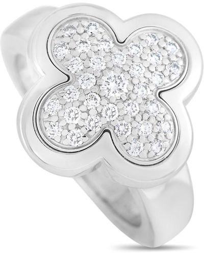 Van Cleef & Arpels Pure Alhambra 18k Gold Diamond Pave Ring - White
