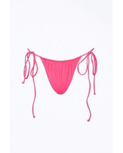 NIRVANIC Barbados Ruched String Bikini Bottom - Pink