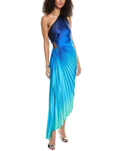 Dress Forum Radiance Ombre Asymmetrical Pleated Maxi Dress - Blue