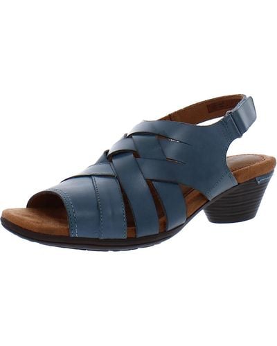 Cobb Hill Laurel Leather Woven Slingback Sandals - Blue
