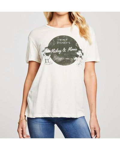 Chaser Brand Mickey Mouse & Minnie Mouse Recycled Vintage Tee - Natural