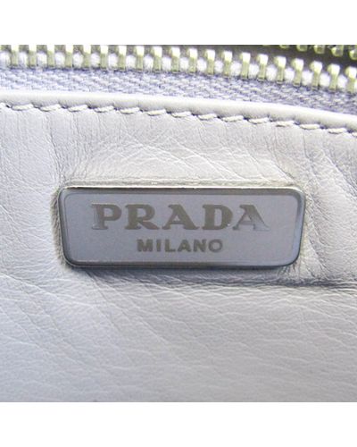 Prada Saffiano Leather Clutch Bag (pre-owned) - Gray