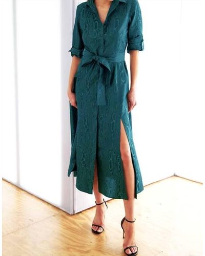 Finley Moire Jacquard Laine Dress - Green
