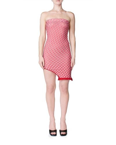 Maison Margiela Convertible Jacquard Check Dress/top - Pink