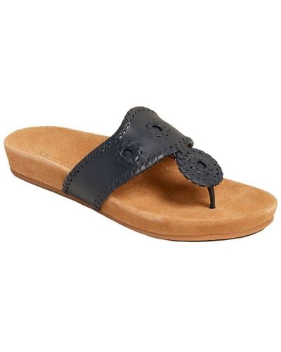 Jack Rogers Jacks Comfort Sandal Leather Slides Footbed Sandals - Brown