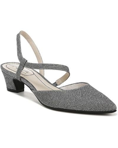 LifeStride Minimalist Strappy Pointed Toe Slingback Heels - Gray