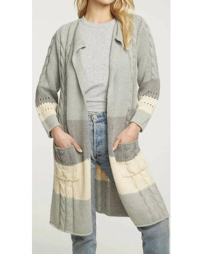 Chaser Brand Cotton Blend Open Front Duster W/ Pockets - Multicolor