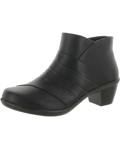 Easy Street Comfort Wave Faux Leather Booties Ankle Boots - Black