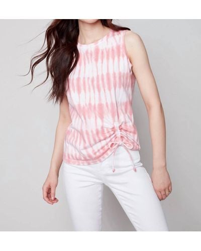 Charlie b Tie Dye Sleeveless Top With Tunnel Tie - Pink