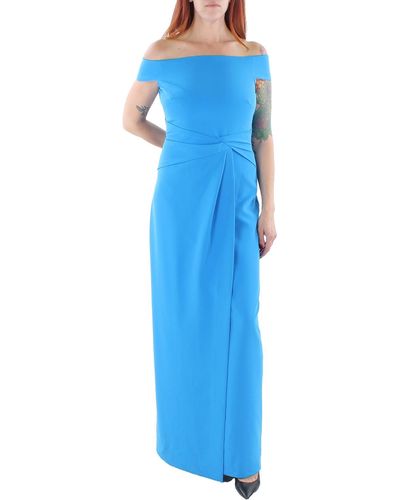 Lauren by Ralph Lauren Crepe Pleated Evening Dress - Blue