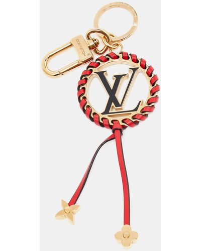 Louis Vuitton Gold Tone Leather & Enamel Logo Very Bag Charm & Key Chain - Red