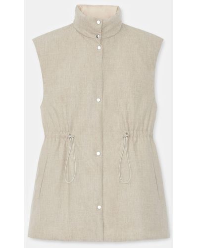 Lafayette 148 New York Regenerated Poly Tech Quilted Down Reversible Wool-cashmere Flannel Vest - White