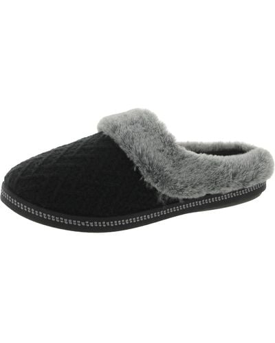 Skechers Cozy Campfire Home Essential Faux Fur Slip On Slide Slippers - Black