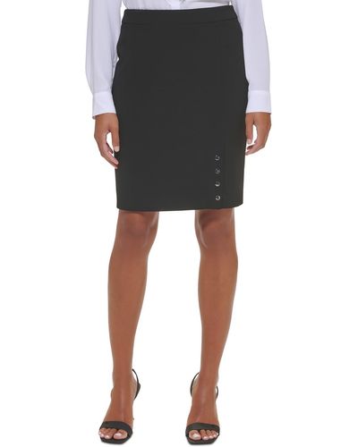 Calvin Klein Snap Detail Knee Length Midi Skirt - Black