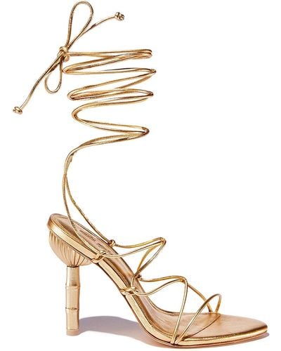 Cult Gaia Leather Strappy Slingback Sandals - Metallic