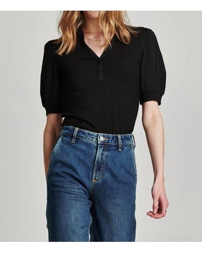 Another Love Tanner Puff Sleeve Henley Top - Black