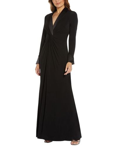 Adrianna Papell Tuxedo Ruched Evening Dress - Black
