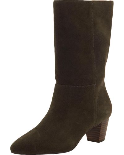 Lucky Brand Zaahira Suede Stacked Heel Mid-calf Boots - Black