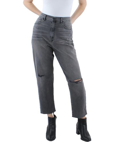 Hudson Jeans Distressed Frayed Hem Straight Leg Jeans - Gray