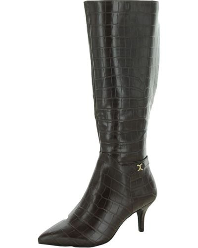 Charter Club Cruelaa Faux Leather Tall Knee-high Boots - Gray