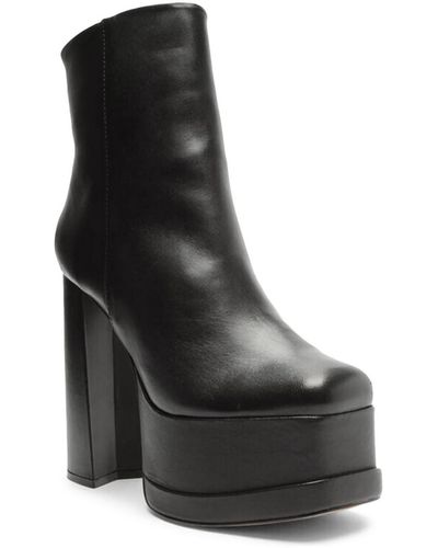 SCHUTZ SHOES Selene Casual Leather Block Heel Ankle Boots - Black