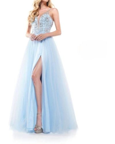 Colors Dress Beaded Bodice Ball Dress - Blue