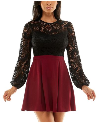 B Darlin Juniors Lace Colorblock Cocktail And Party Dress - Red