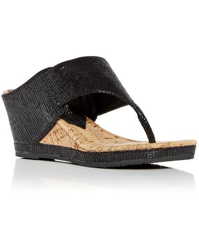 Donald J Pliner Malonet 8 Metallic Thong Wedge Sandals - Black