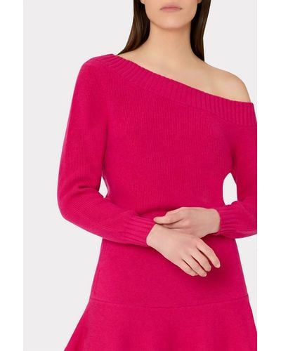 MILLY Off The Shoulder Sweater - Pink