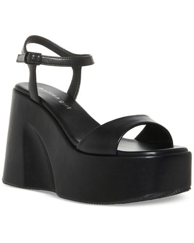 Madden Girl Silhouette Open Toe Ankle Strap Platform Heels - Black